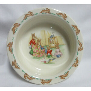 Royal Doulton Bunnykins 6" Bowl TV Time Bunnies Collectible Bone China 1936 UK
